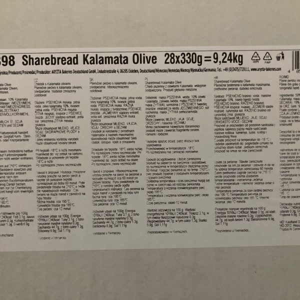 Rechthoekig Tarwebrood met Olijven 28x330gram 3 Rechthoekig Tarwebrood met Olijven 28x330gram - Afbeelding 3