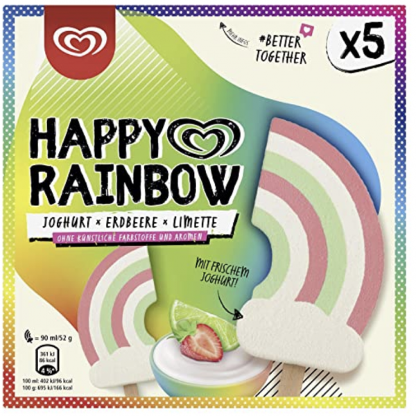 6 dozen OLA Happy Rainbowijs 5 ijsjes per doos a90ml