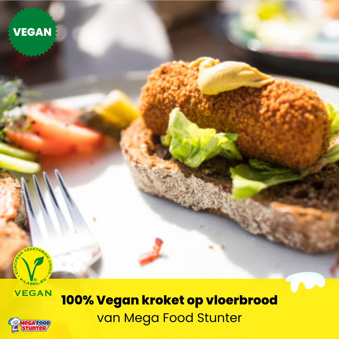 100% vegan ambachtelijke draadjes Kroket op vloerbrood met mosterd, vork, recept