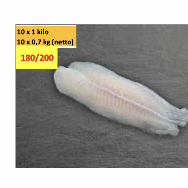10 x 1 kilo Pangasiusfilets 180/200, Pangasianodon hypophtalmus 70%