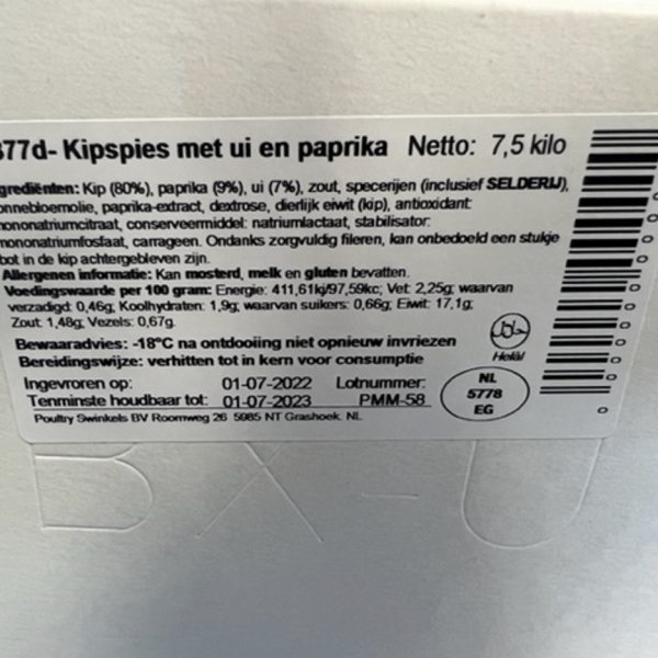 7.5 kilo Kipspiezen Paprika / ui "mild gekruid" BBQ - Afbeelding 3