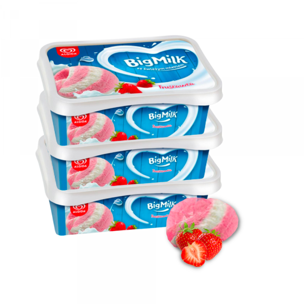OLA BigMilk Aardbei-Vanille en Chocolade-Vanille 6 x 1 liter (beschrijving lezen) 2 OLA BigMilk Aardbei-Vanille