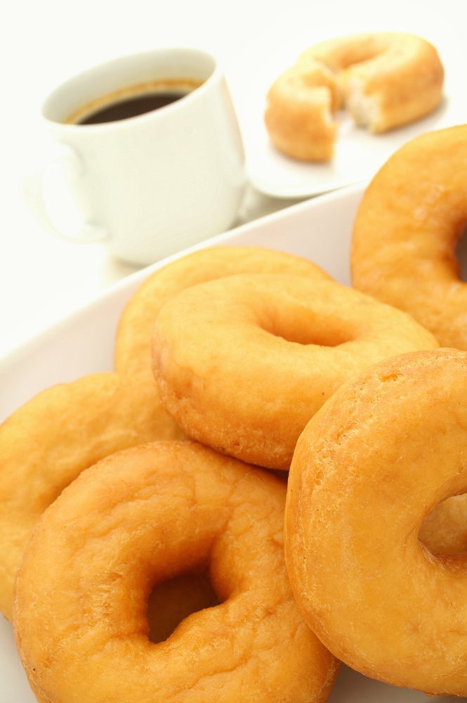 plain donuts with coffee cup