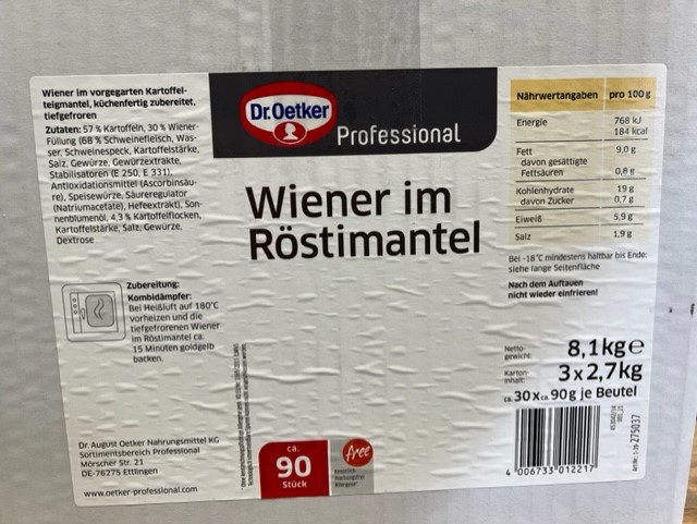 Dr Oetker Rösti aardappelpockets gevuld met worst 90 stuks a 90 gram
