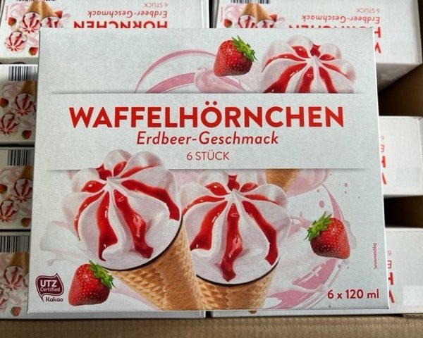 Aardbeien IJs Hoorntje met Chocolade 48 stuks a 120 ml - Afbeelding 2