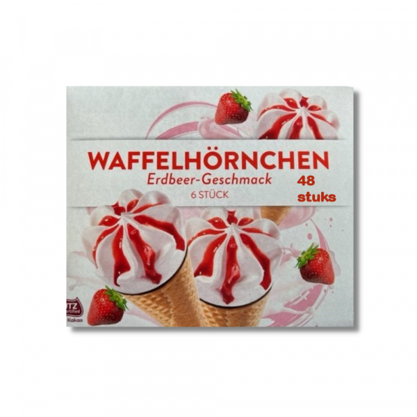 Aardbeien IJs Hoorntje met Chocolade 48 stuks a 120 ml - Afbeelding 3