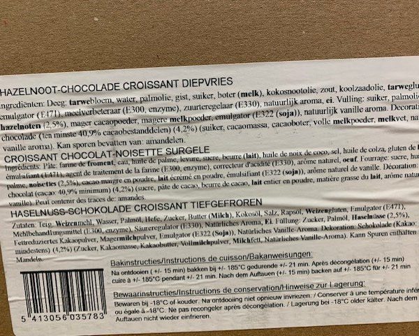 Hazelnoot Chocolade Croissants 60 stuks a 95 gram 3 Hazelnoot Chocolade Croissants 60 stuks a 95 gram - Afbeelding 3