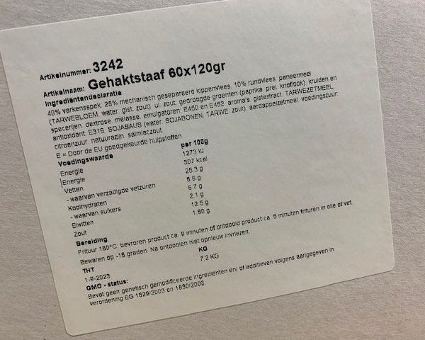Gehaktstaaf 60 stuks a 120gr - Afbeelding 3