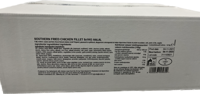 Kipfilet gefrituurd Halal 5x1 kilo