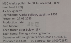 Alaska Pollak met huid en graat interleaved 150-200gram 4 x 6,5 kilo doos