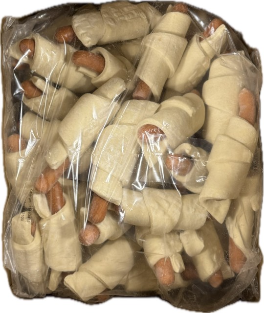 Croissant met knakworst (varken) 60x110 gram Croissant met knakworst (varken) 60x110 gram