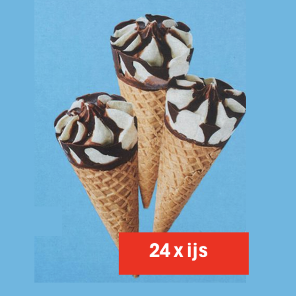 vanille Chocolade  hoorn ijs 24 x 120ml met gakarameliseerde hazelnoten - Afbeelding 1
