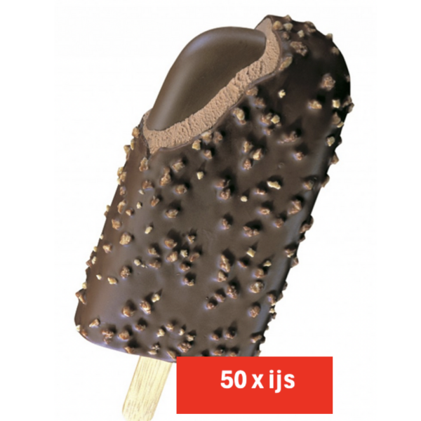 50 x chocoladeijs op stokje omhuld met melkchoco en korrelkoekjes - Afbeelding 1