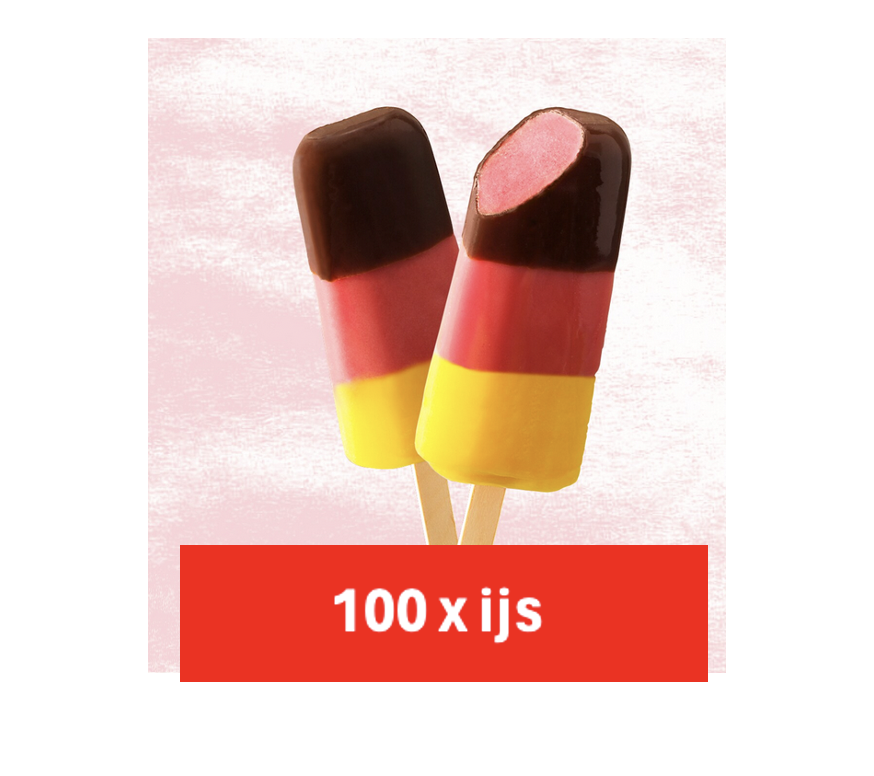 100 waterijsjes met choco topping ( 10 dozen x 10stuks )