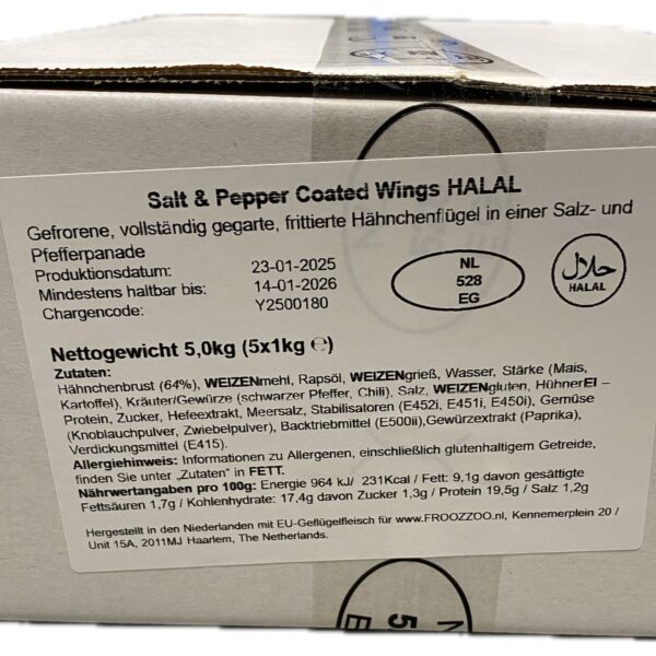 Chicken Wing Salt&Pepper met chili coating 5x1 kilo *Halal* 5 Chicken Wing Salt&Pepper met chili coating 5x1 kilo *Halal* - Afbeelding 5