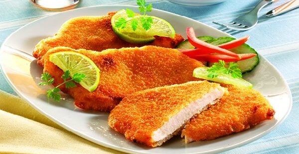Kipfiletschnitzel, gepaneerd 8x150gram *de Diepvriesman* 1 Kipfiletschnitzel
