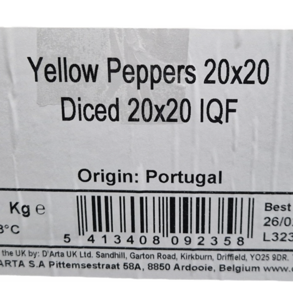 Gele Paprika blokjes 20/20 10 kilo doos - Afbeelding 3