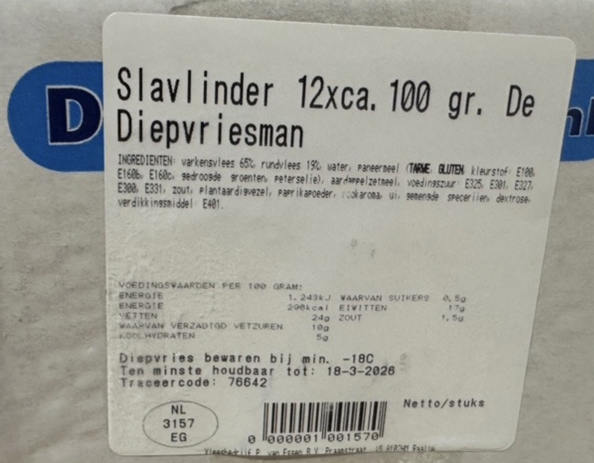 Slavlinder 12x100 gram "de Diepvriesman"