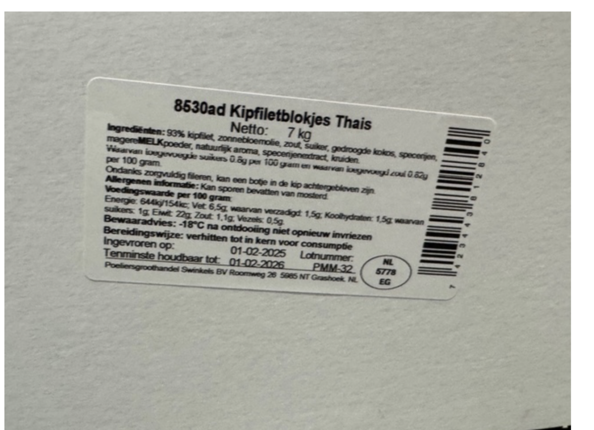 Kip Filet blokjes  Thais 7 kilo **HALAL**