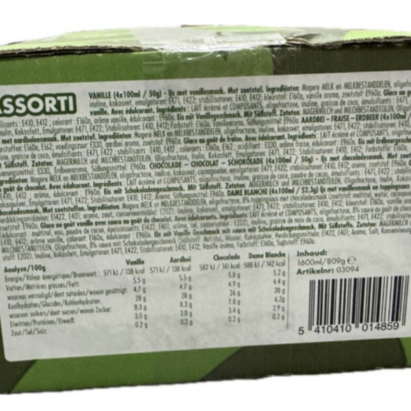 Suikervrij ijs mix doos 16 st.  Aardbei, vanille, chocolade en dame blanche   "de Diepvriesman" - Afbeelding 4