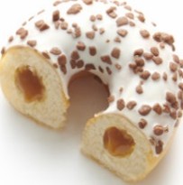 Donut karamel met neutrale crunch 48x68 gram Donut karamel met neutrale crunch 48x68 gram