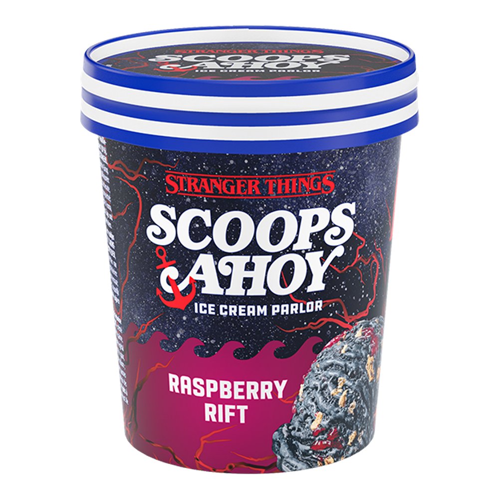 Zwarte Bourbon vanille-ijs met frambozensaus 12x464ml