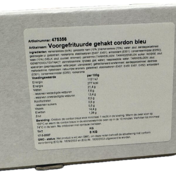 Cordonbleu voorgebakken 8 kg. 3 Cordonbleu voorgebakken 8 kg. - Afbeelding 3