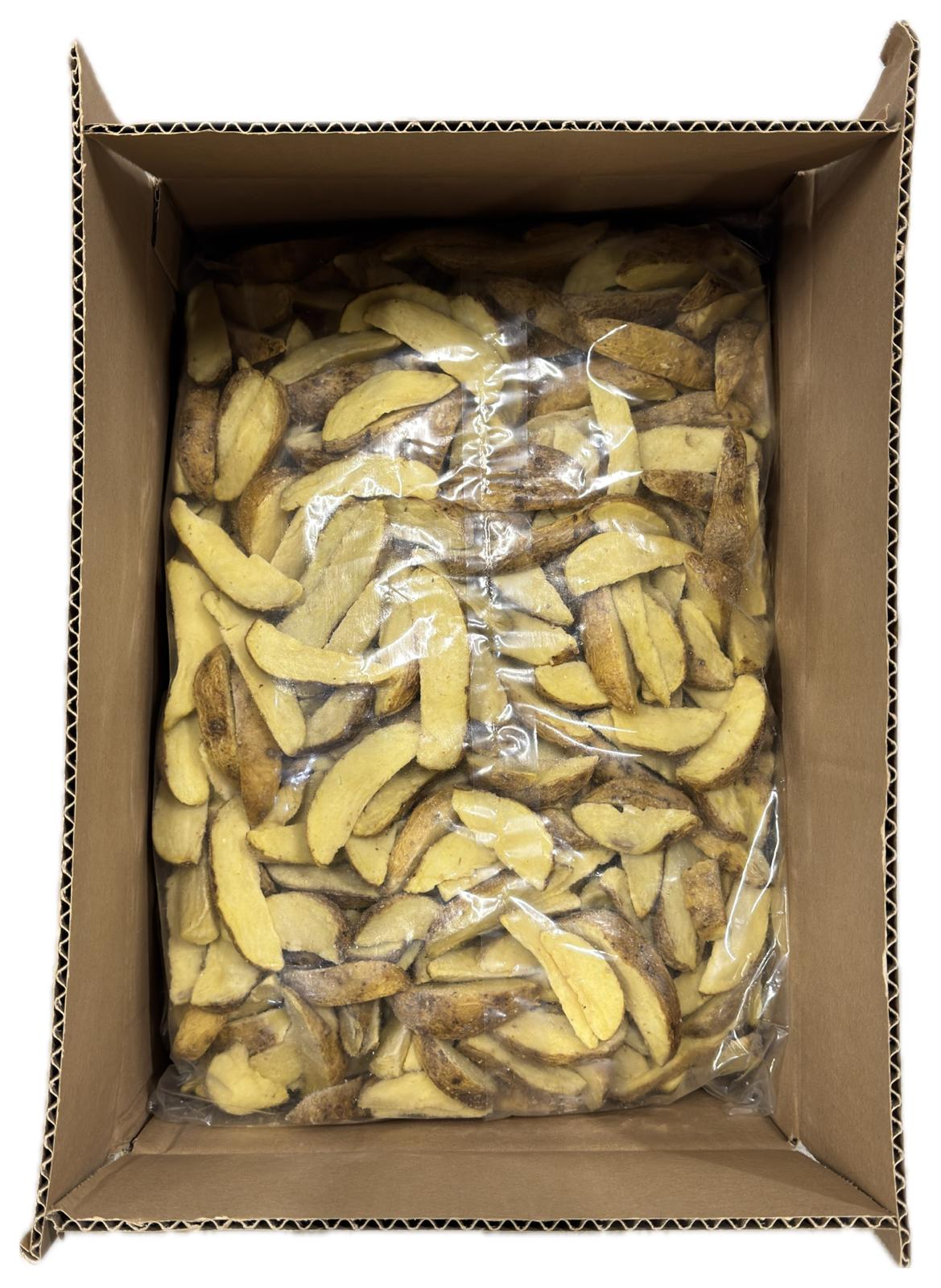 Aardappelwedges voorgebakken 4x2,5 kilo 13 mm met schil Aardappelwedges voorgebakken 4x2,5 kilo 13 mm met schil