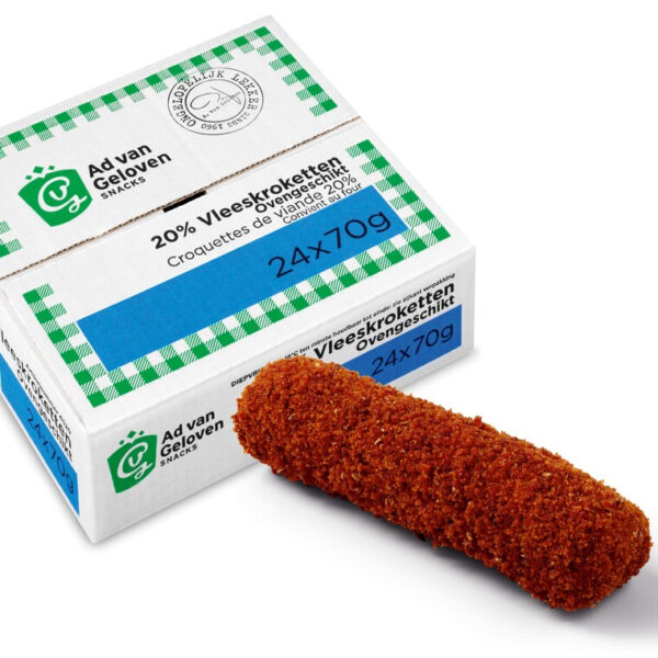 Van geloven Oven/Airfryer vleeskroket 20% - 24 x 70 gram Van geloven Oven/Airfryer vleeskroket 20% - 24 x 70 gram