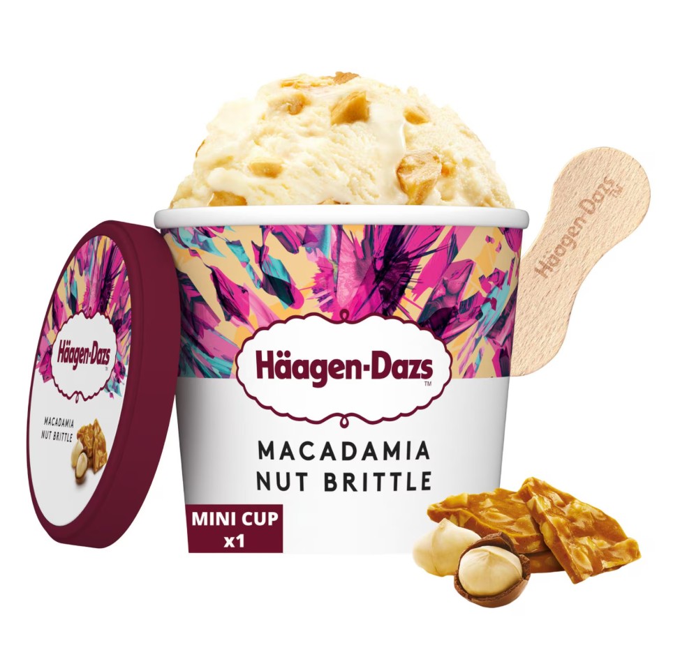 Häagen-Dazs Macadamia Nut Brittle Minicups 12 x 95 ml | Diepvries Häagen-Dazs Macadamia Nut Brittle Minicups 12 x 95 ml | Diepvries