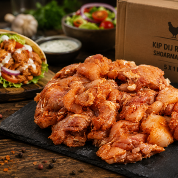 Kip dij reepjes shoarma rauw — 5 x 1 kg Kip dij reepjes shoarma rauw — 5 x 1 kg