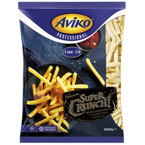 Aviko SuperCrunch Frites 9,5 mm 3/8 - 4 x 2,5 kg (10 kg) Aviko SuperCrunch Frites 9,5 mm 3/8 - 4 x 2,5 kg (10 kg)
