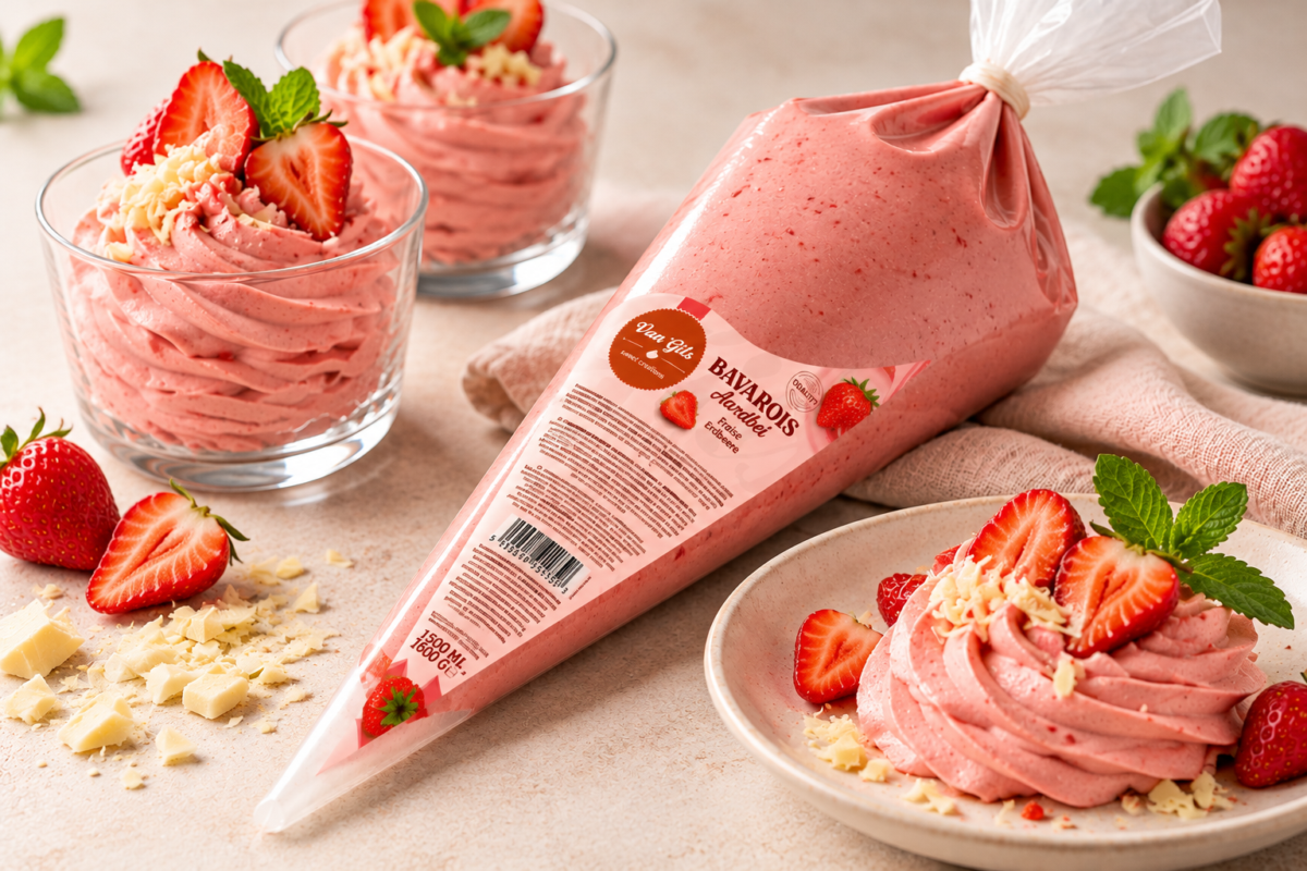 Aardbei Bavarois spuitzakken 4x1500 ml.